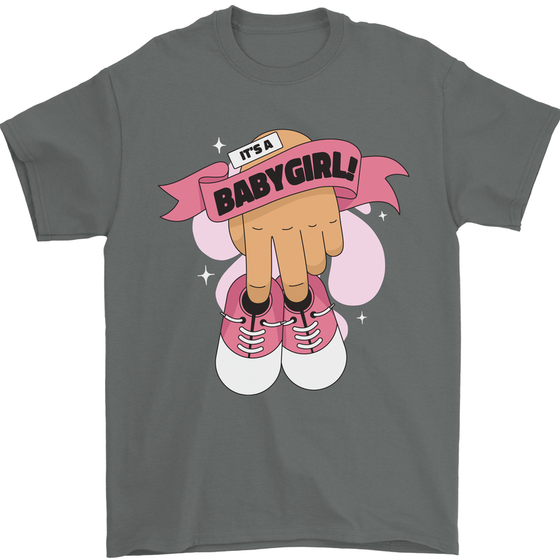 A Baby Girl Gender Reveal Christening Pregnancy Mens T-Shirt 100% Cotton Charcoal