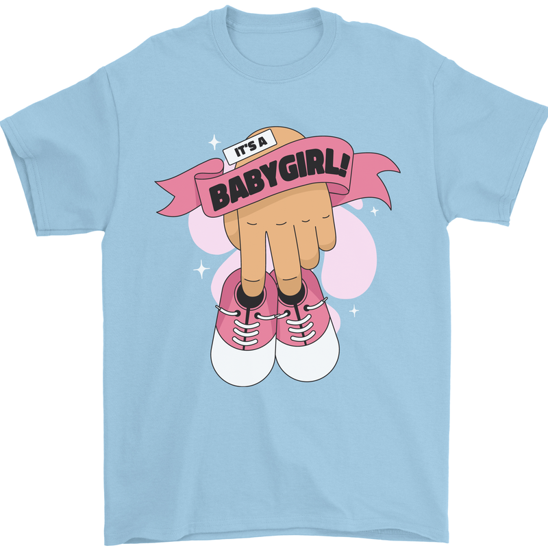A Baby Girl Gender Reveal Christening Pregnancy Mens T-Shirt 100% Cotton Light Blue