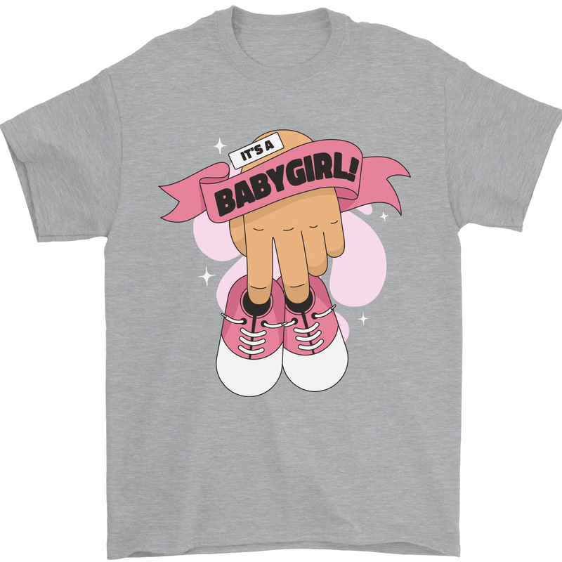 A Baby Girl Gender Reveal Christening Pregnancy Mens T-Shirt 100% Cotton Sports Grey