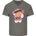 A Baby Girl Gender Reveal Christening Pregnancy Mens V-Neck Cotton T-Shirt Charcoal