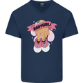 A Baby Girl Gender Reveal Christening Pregnancy Mens V-Neck Cotton T-Shirt Navy Blue