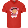 A Baby Girl Gender Reveal Christening Pregnancy Mens V-Neck Cotton T-Shirt Red