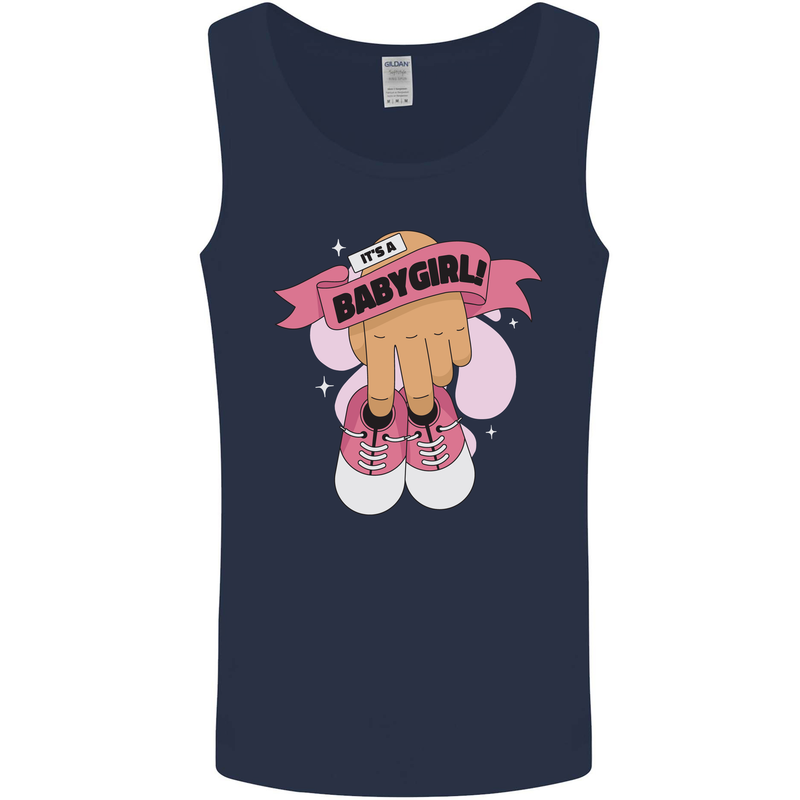 A Baby Girl Gender Reveal Christening Pregnancy Mens Vest Tank Top Navy Blue