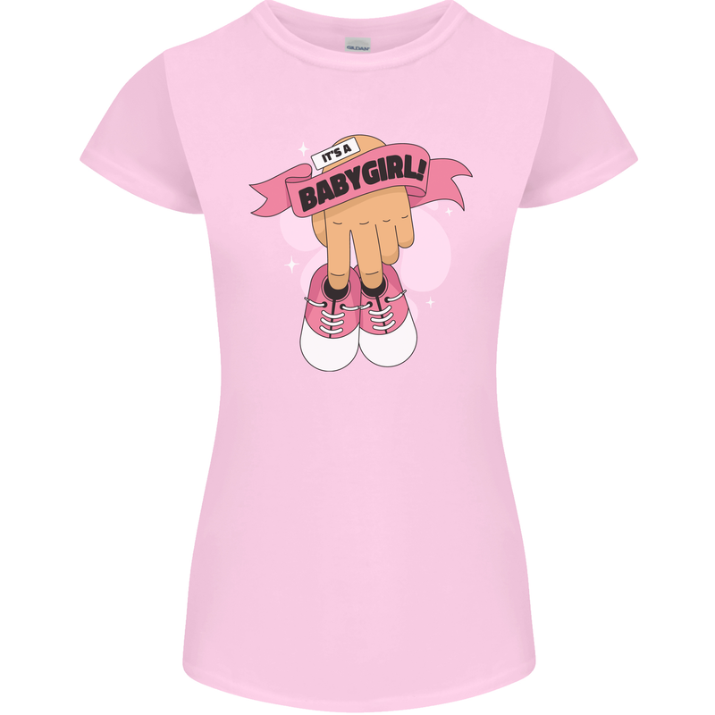 A Baby Girl Gender Reveal Christening Pregnancy Womens Petite Cut T-Shirt Light Pink