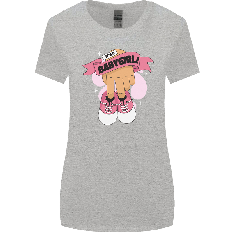 A Baby Girl Gender Reveal Christening Pregnancy Womens Wider Cut T-Shirt Sports Grey