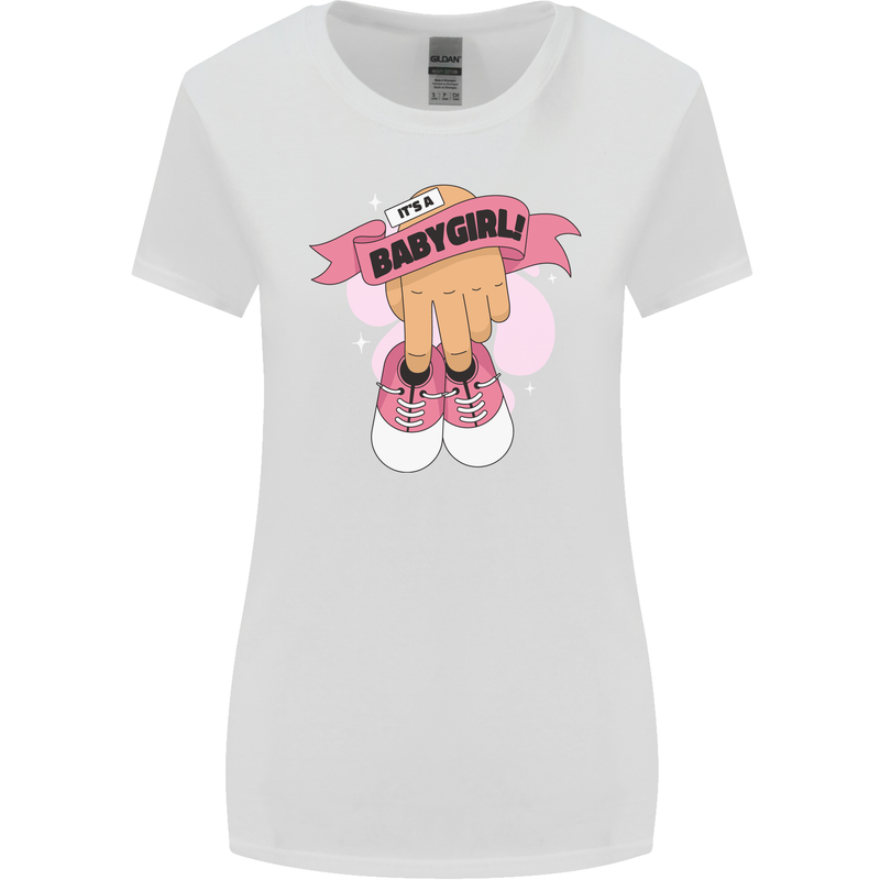 A Baby Girl Gender Reveal Christening Pregnancy Womens Wider Cut T-Shirt White