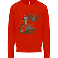 A Baseball Player Kids Sweatshirt Jumper Bright Red