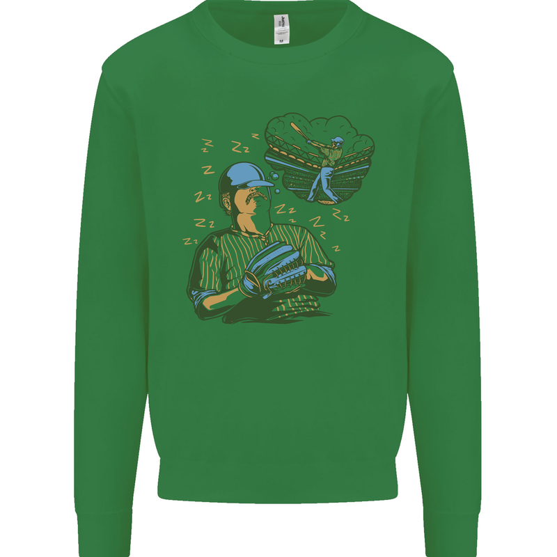 A Baseball Player Kids Sweatshirt Jumper Irish Green