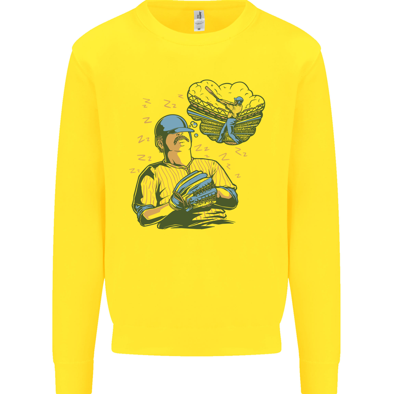 A Baseball Player Kids Sweatshirt Jumper Yellow