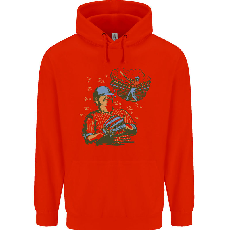 A Baseball Player Mens 80% Cotton Hoodie Bright Red
