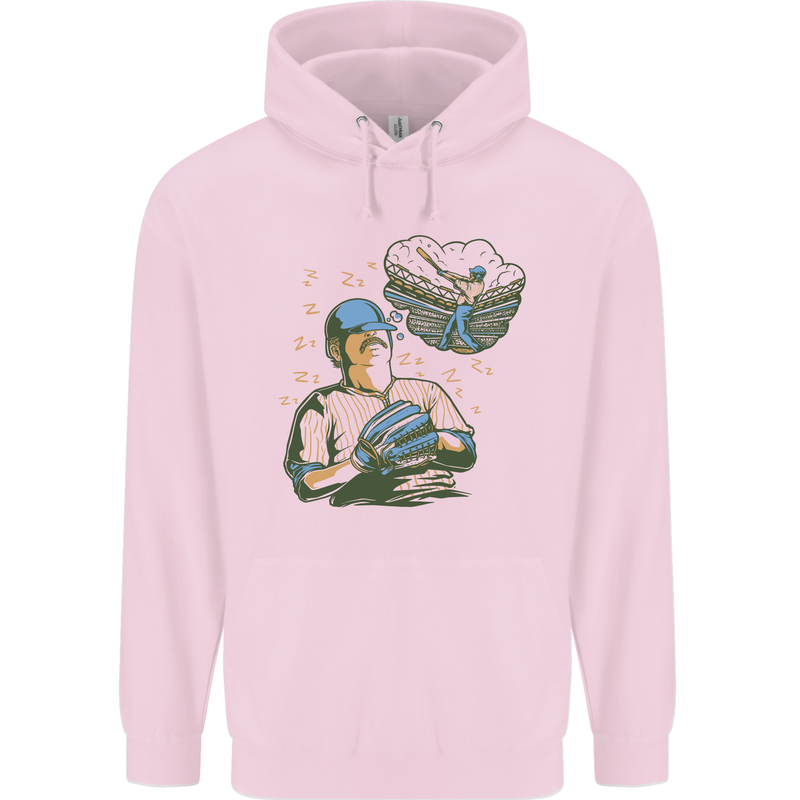 A Baseball Player Mens 80% Cotton Hoodie Light Pink
