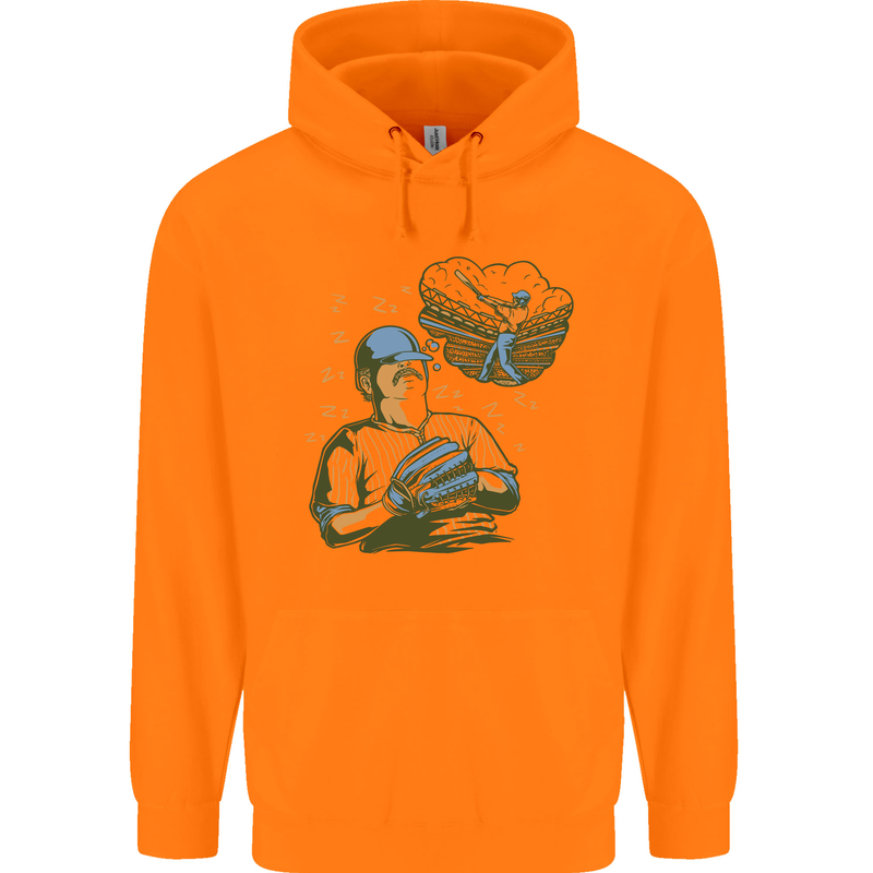 A Baseball Player Mens 80% Cotton Hoodie Orange