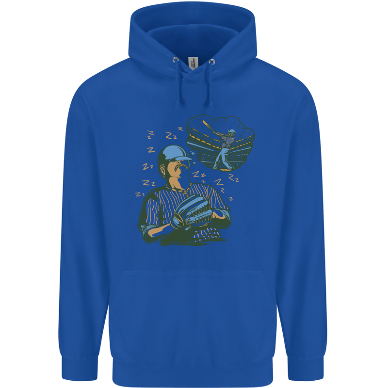 A Baseball Player Mens 80% Cotton Hoodie Royal Blue