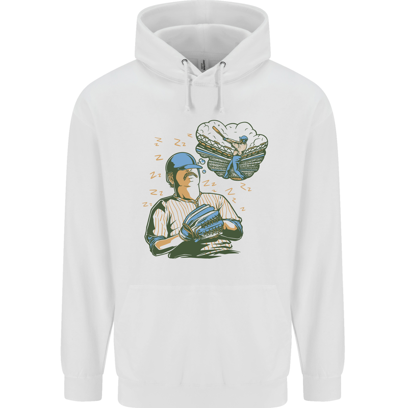 A Baseball Player Mens 80% Cotton Hoodie White