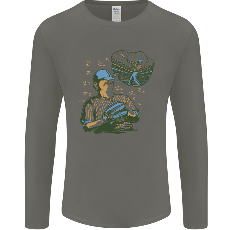 A Baseball Player Mens Long Sleeve T-Shirt Charcoal