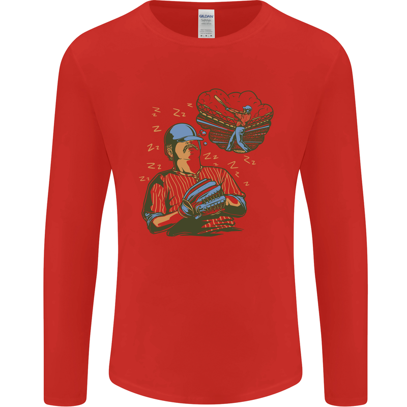 A Baseball Player Mens Long Sleeve T-Shirt Red