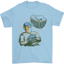 A Baseball Player Mens T-Shirt 100% Cotton Light Blue