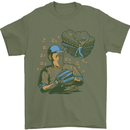 A Baseball Player Mens T-Shirt 100% Cotton Military Green