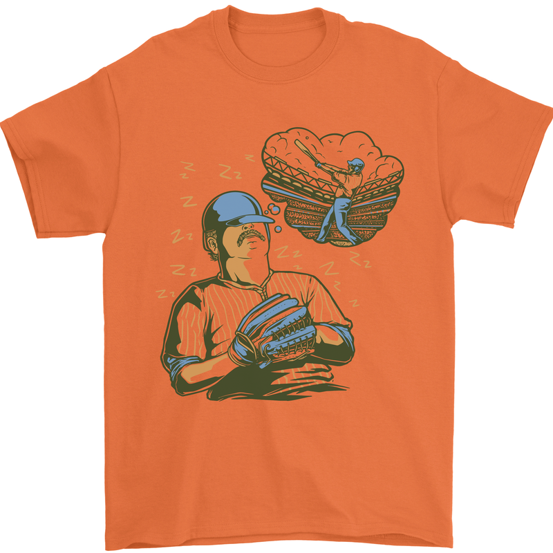 A Baseball Player Mens T-Shirt 100% Cotton Orange