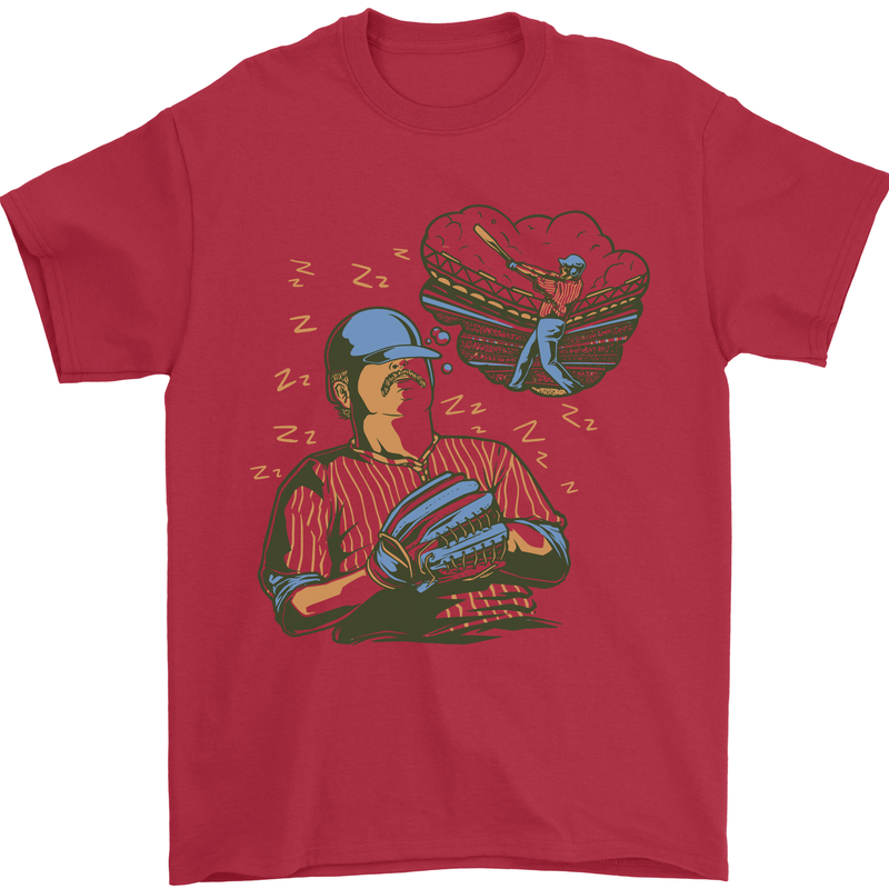 A Baseball Player Mens T-Shirt 100% Cotton Red