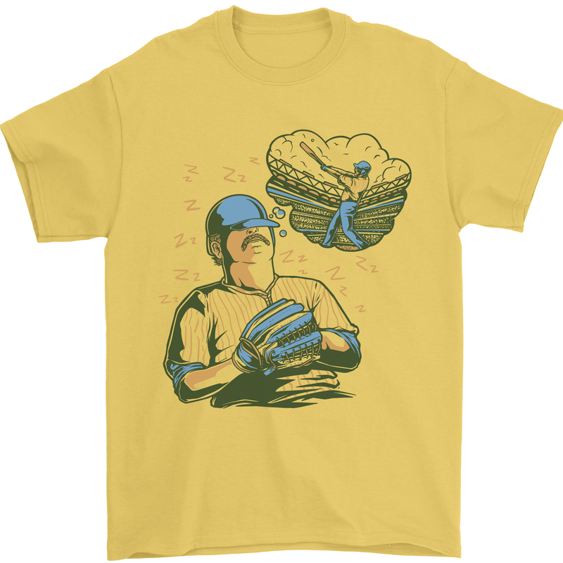 A Baseball Player Mens T-Shirt 100% Cotton Yellow