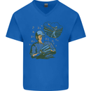 A Baseball Player Mens V-Neck Cotton T-Shirt Royal Blue