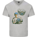 A Baseball Player Mens V-Neck Cotton T-Shirt Sports Grey