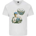 A Baseball Player Mens V-Neck Cotton T-Shirt White