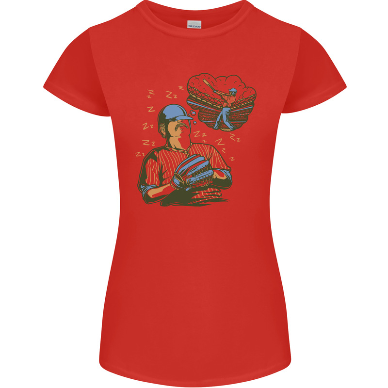 A Baseball Player Womens Petite Cut T-Shirt Red