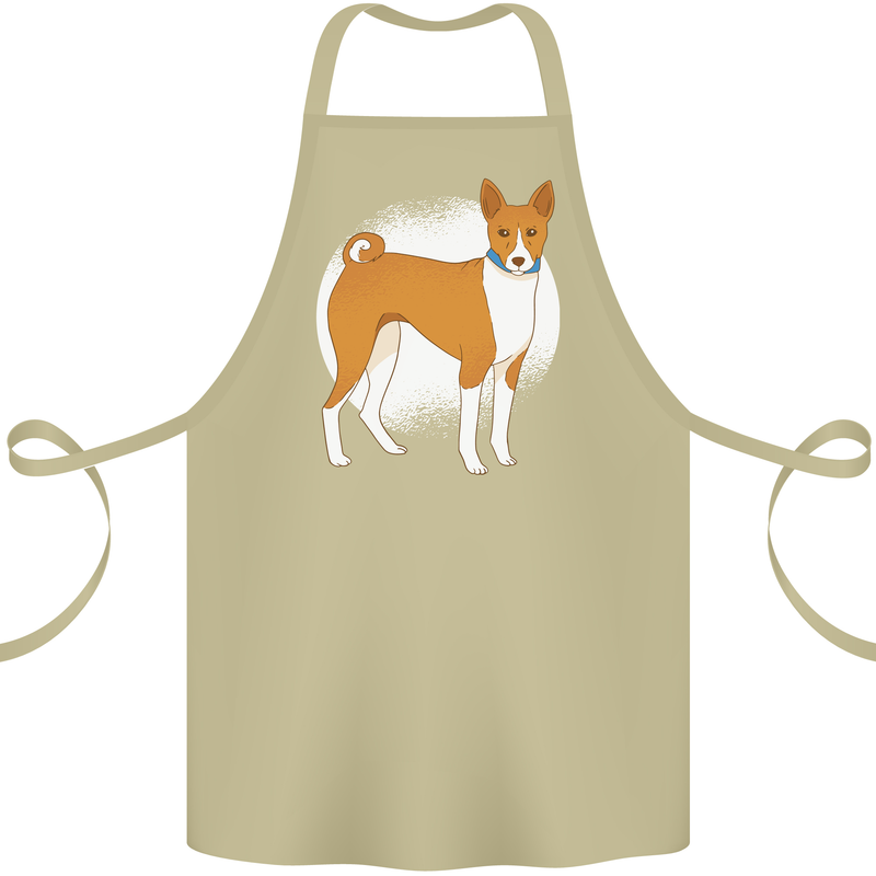 A Basenji Dog Cotton Apron 100% Organic Khaki