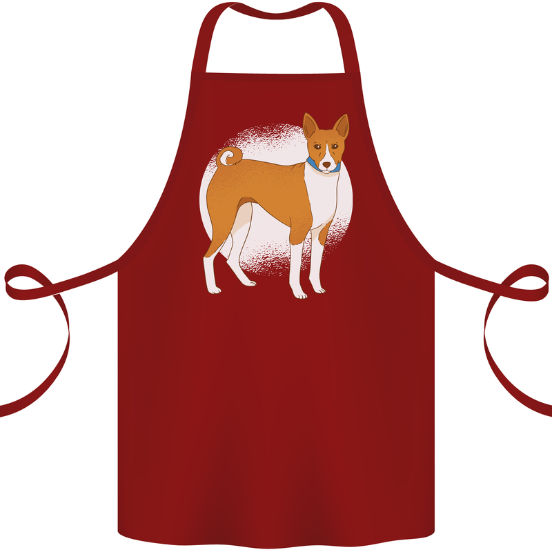 A Basenji Dog Cotton Apron 100% Organic Maroon