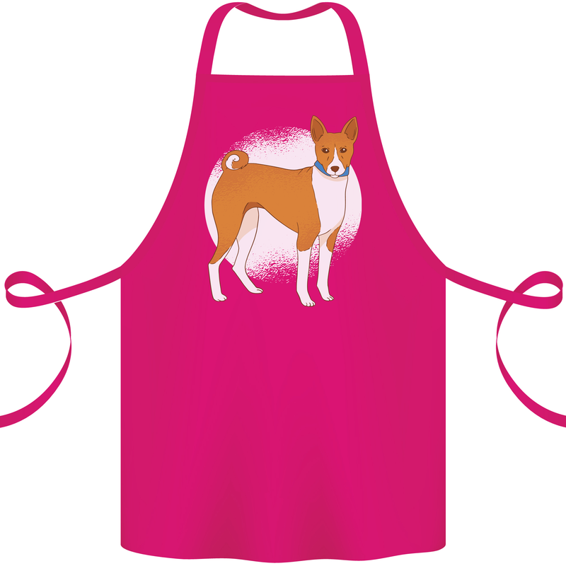 A Basenji Dog Cotton Apron 100% Organic Pink