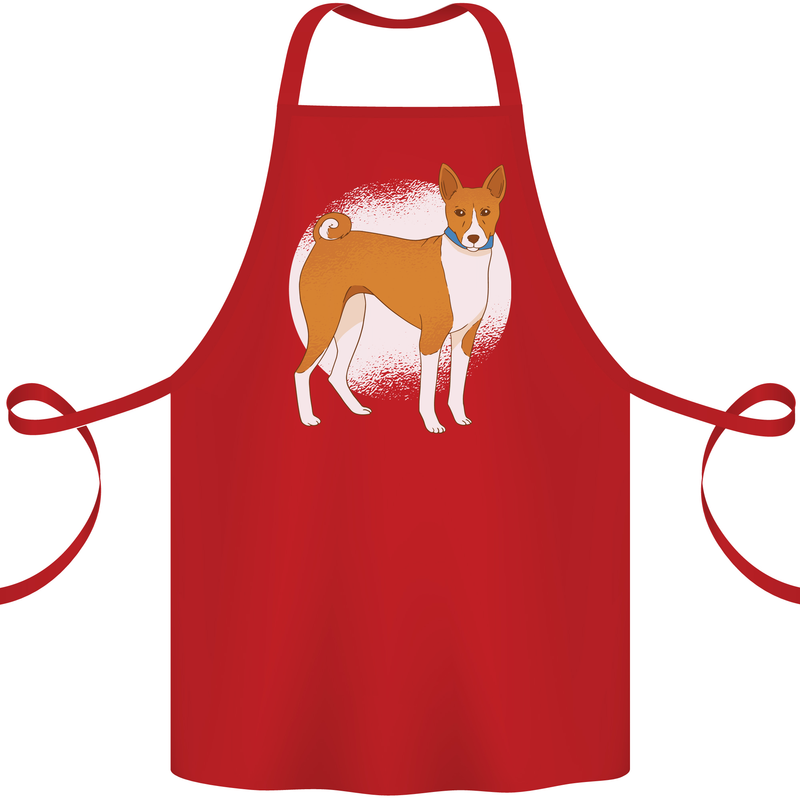 A Basenji Dog Cotton Apron 100% Organic Red