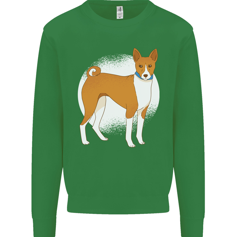 A Basenji Dog Mens Sweatshirt Jumper Irish Green