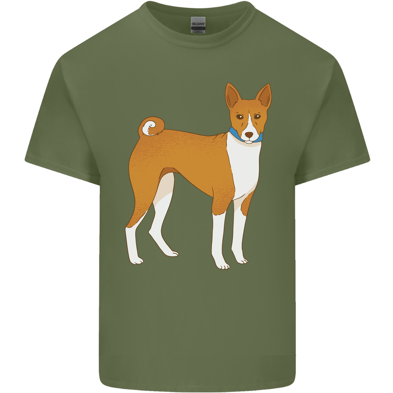 A Basenji Hunting Dog Mens Cotton T-Shirt Tee Top Military Green