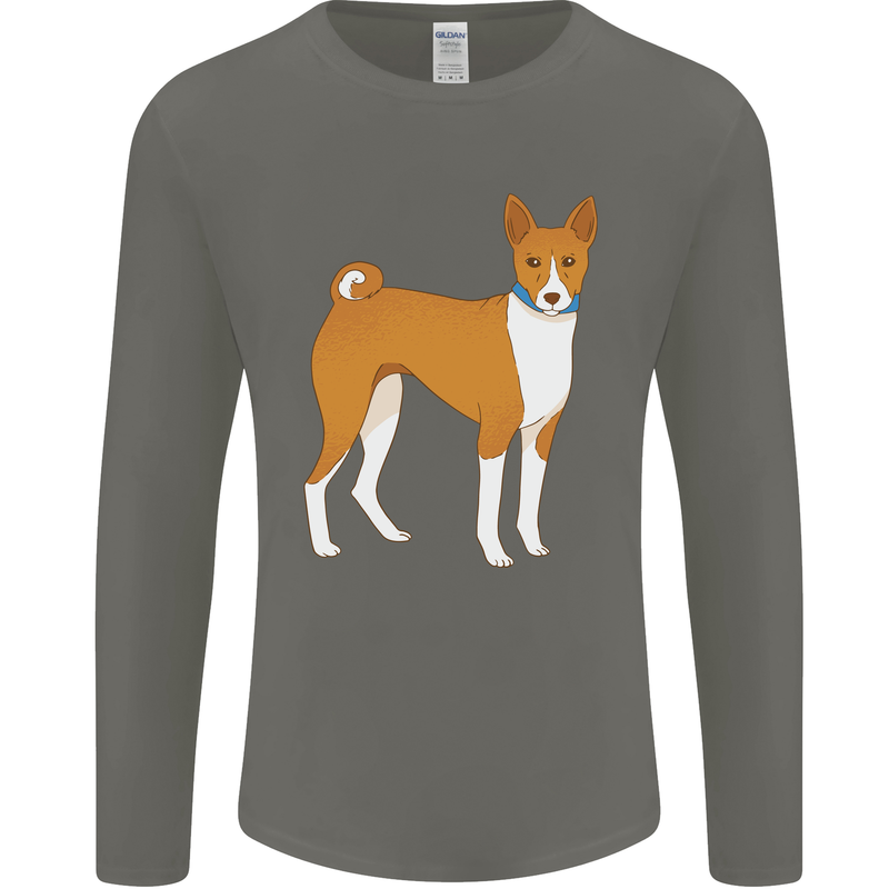 A Basenji Hunting Dog Mens Long Sleeve T-Shirt Charcoal