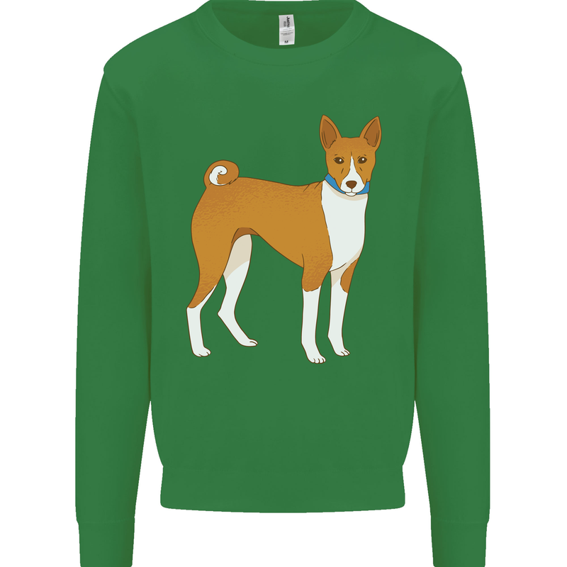 A Basenji Hunting Dog Mens Sweatshirt Jumper Irish Green