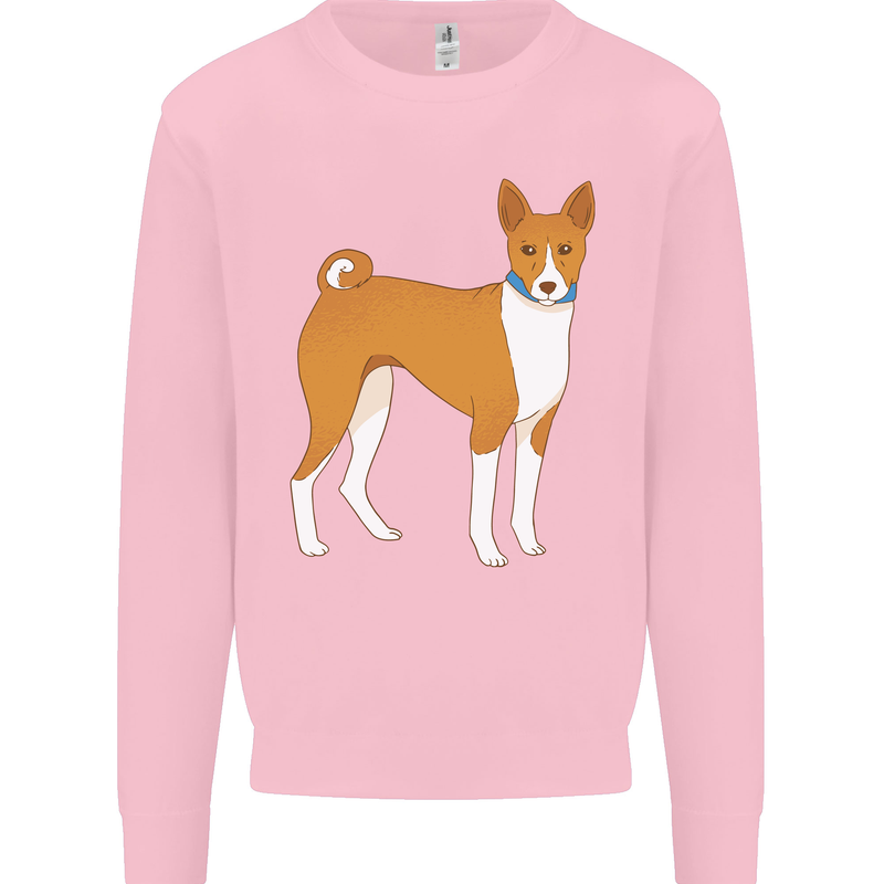 A Basenji Hunting Dog Mens Sweatshirt Jumper Light Pink