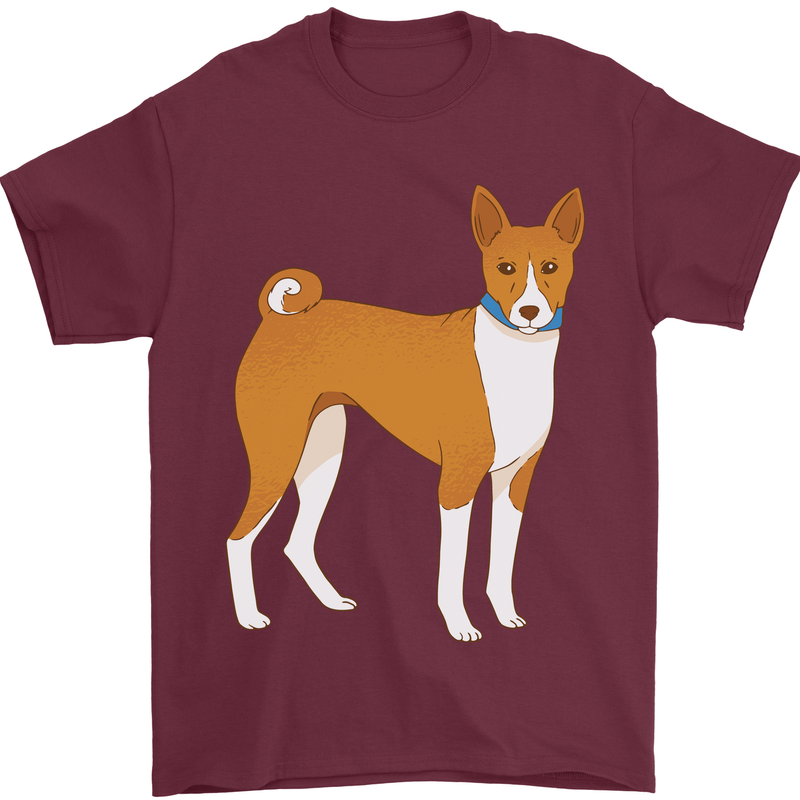 A Basenji Hunting Dog Mens T-Shirt 100% Cotton Maroon