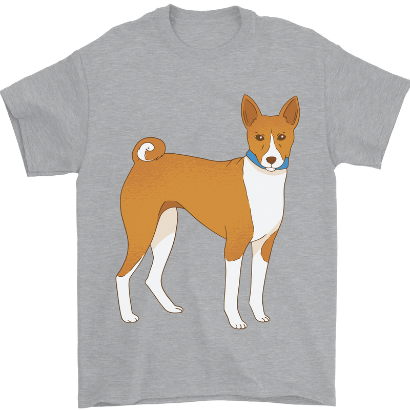 A Basenji Hunting Dog Mens T-Shirt 100% Cotton Sports Grey