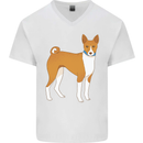 A Basenji Hunting Dog Mens V-Neck Cotton T-Shirt White