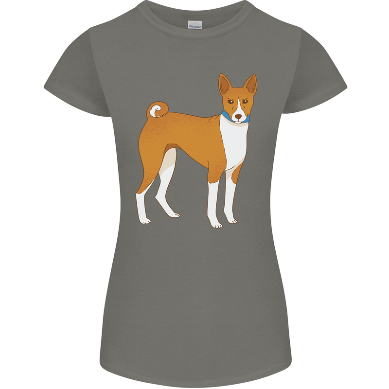 A Basenji Hunting Dog Womens Petite Cut T-Shirt Charcoal