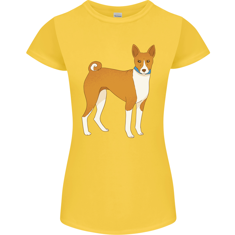 A Basenji Hunting Dog Womens Petite Cut T-Shirt Yellow