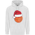A Basketball Wearing a Christmas Hat Xmas Childrens Kids Hoodie White