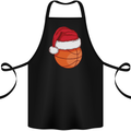A Basketball Wearing a Christmas Hat Xmas Cotton Apron 100% Organic Black
