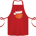 A Basketball Wearing a Christmas Hat Xmas Cotton Apron 100% Organic Red