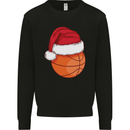 A Basketball Wearing a Christmas Hat Xmas Kids Sweatshirt Jumper Black