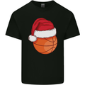 A Basketball Wearing a Christmas Hat Xmas Kids T-Shirt Childrens Black