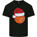 A Basketball Wearing a Christmas Hat Xmas Mens Cotton T-Shirt Tee Top Black