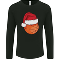 A Basketball Wearing a Christmas Hat Xmas Mens Long Sleeve T-Shirt Black